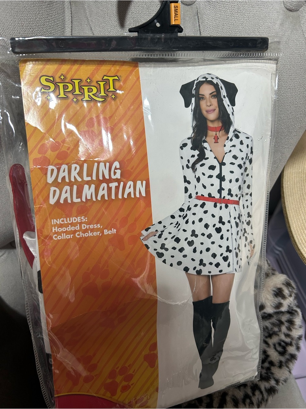 Spirit Dalmatian Spot Hooded Mini Dress - Black & White with Red Accents